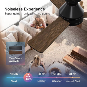 Đen felier quạt trần với ánh sáng quạt trần ánh sáng với điều khiển từ xa LED Đen Quạt trần đèn cho phòng khách - Product Image 5