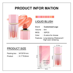 MLM Hot Sale OEM Custom 8 Colors Liquid <b>Blush</b> Matte Finish Natural Cheek Color Long Lasting Blendable Face Makeup Private Label - Product Image 3
