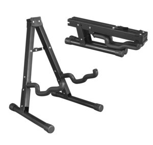 Draagbare, verstelbare, opvouwbare metalen statiefhouder voor akoestische/elektrische gitaar, bas, viool, snaarinstrumenten (zwart) - Product Image 4