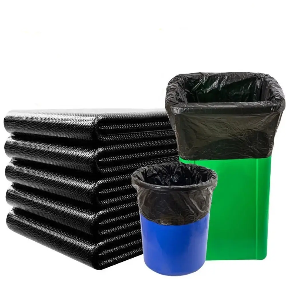 Toptan özel HDPE LDPE yeniden çuval 50 55 60 galon büyük siyah plastik çöp torbası ağır çöp torbaları