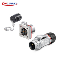 CNLINKO BD24 풀 메탈 4홀 플랜지 컴플리트 세트 IP68 방수 원형 항공 커넥터 패널 마운트 전원 플러그 소켓 키트