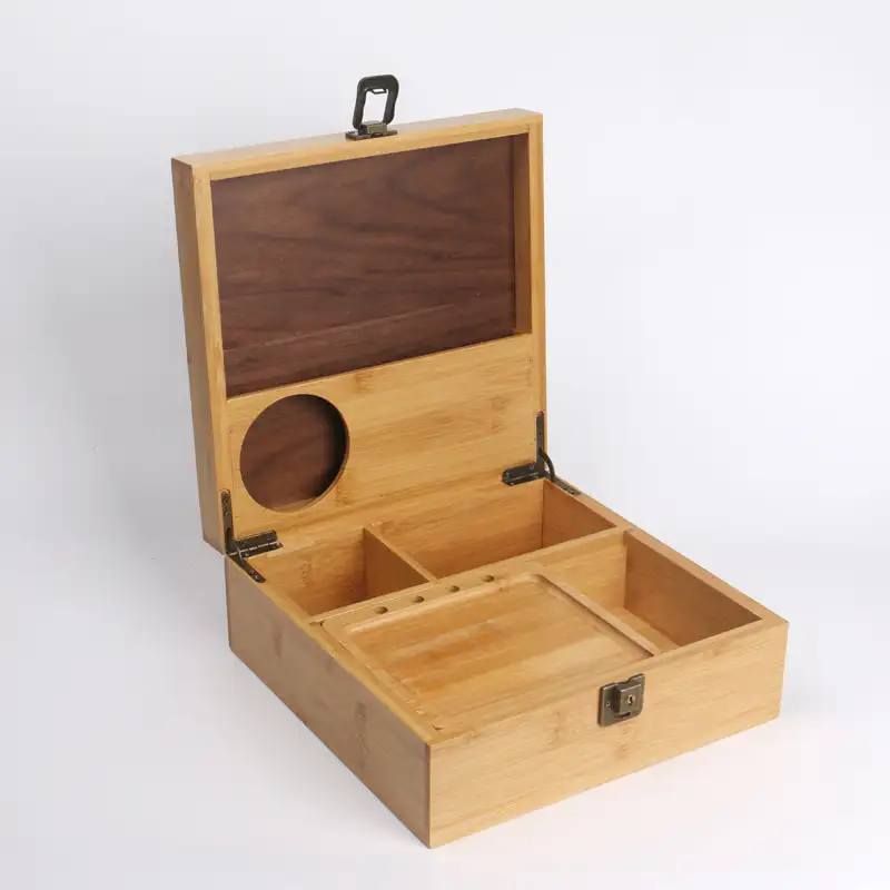 Caja de almacenamiento de bambú 100% Natural, para joyería, reloj de madera