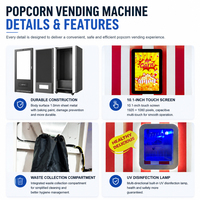 Grand kiosque de cinéma 24h/24 sans personnel, distributeur automatique de pop-corn frais, paiement par code QR et pièces de monnaie, libre-service
