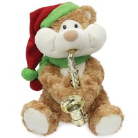 Hamster en peluche animé qui joue du saxophone pour Noël