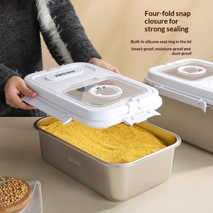 Paslanmaz Çelik Hava Geçirmez Saklama Kabı Çevirmeli Kapaklı Nem Geçirmez Mutfak Kutusu Pirinç Unu Tahıl Şeker Çay Kuru Gıda Kabı - Product Image 3