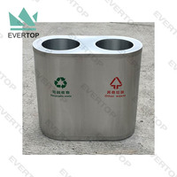 SD-10 106L Airport Mall Bacs de tri des déchets Poubelle de recyclage pour aéroport Poubelle intérieure de recyclage en acier inoxydable Poubelle double