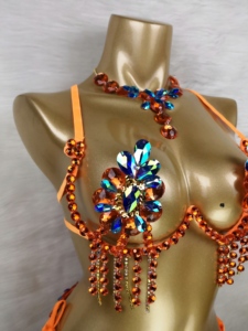 Reggicalze in filo metallico con perline per Samba, Carnevale, EDC, Rave, Passista, Pageant, Cabaret, Teatro di Broadway, Mardi Gras, Vegas, Performance da Showgirl - Product Image 3