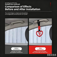 Anneau Tsurikawa JDM Cœur Brisé Populaire et Très Vendu en ABS Chrome Néo avec Sangle en Nylon Noir pour Kit Intérieur de Voiture de Drift