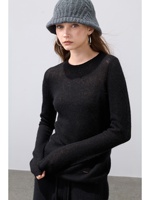 Pull en cachemire pur à 100 % pour femme, style vintage, coupe ajustée, col rond, couche de base, chaud et doux pour l'hiver