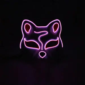 EL 照明仮装猫マスクフォックスフェイスマスク日本ヴェネツィアスタイル LED ハーフフェイスマスク