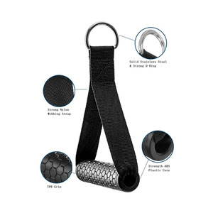 Ağır Hizmet Tipi TPR Siyah Egzersiz Sapları Kablolu Makine Aparatları Direnç Bantları Tutucuları Fitness Kayışı Üzengi Sapı - Product Image 3