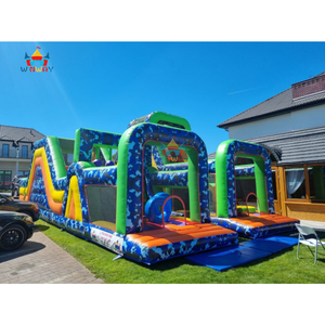 Parcours d'obstacles gonflable camouflage sportif personnalisé avec toboggan, installation facile, matériau PVC, capacité supérieure à 500 kg pour événements de location - Product Image 2