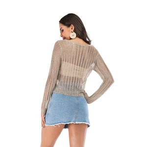 Amzn AE fb eb tiktok <span class=keywords><strong>Shein</strong></span> D'été femmes Manche Longue Creux T-shirt De Mode Voir À Travers Sexy Haut - Product Image 3