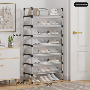 ארון נעליים רב שכבתי פשוט ועמיד בפני לחות וחלודה, עשוי PP+פלדה, לאחסון נעליים בכניסה לבית. - Product Image 3