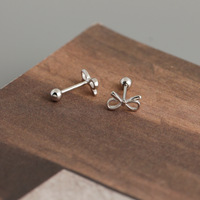 Boucles d'oreilles clous fines à visser, bijoux pour femme, cadeau tendance, plaqué or 18 carats, argent sterling 925, boucles d'oreilles clous nœud papillon