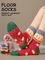 Chaussettes de Noël personnalisées antidérapantes, chaudes, en peluche épaisse pour l'hiver, chaussettes de mollet, chaussettes d'intérieur