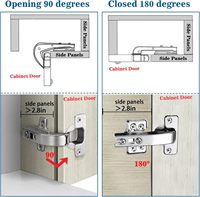 Charnières d'angle réglables en acier 3D à 90 degrés avec fermeture amortie pour porte d'armoire à cadre de 4 pouces