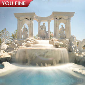 YOUFINE Fuente de <span class=keywords><strong>Trevi</strong></span> de Mármol Blanco Tallada a Mano con Estatuas de Poseidón, Clásica de Lujo para Palacios y Propiedades - Product Image 3