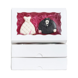 RomanticBaking Lot de 24 boîtes alimentaires en papier blanc Auto-Popup 7X4 3/8X1 1/2 pouces pour boîtes à biscuits Boîtes à macarons Boîtes de boulangerie - Product Image 1