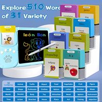 HALCONTORNO Cartes Flash en Plastique pour Enfants 3-12 Ans, Tablette de Dessin/Écriture, Jouets Sensoriels pour Enfants Autistes, 510 Mots Fréquents, Voyage, CN