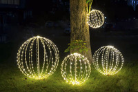 Boule de lumière LED suspendue pour jardin de noël 160 LED 12 grandes sphères de cadre en fer avec 8 modes de scintillement