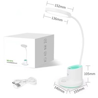 Lampe de table portable rechargeable moderne à LED, avec lumière de nuit et porte-crayons, pour une utilisation confortable pour les yeux