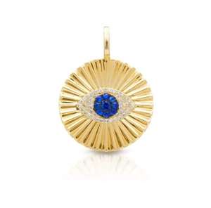 Bijoux fantaisie en or 18 carats, argent sterling 925, diamant CZ, saphir bleu, charme rayons d'œil - Product Image 4