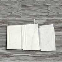 Plinthe en marbre blanc Ibiza de qualité supérieure 20x30, polie, fabriquée en Turquie, pour salles de bain, cuisines, douches et murs de villas - Collection 2025