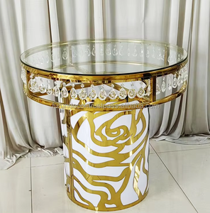 Support à gâteau de mariage rond en acier inoxydable doré, style classique, durable, pour la salle à manger et la décoration - Product Image 5