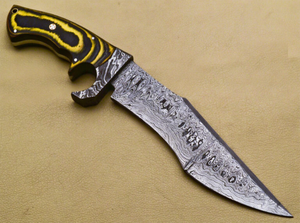 Magnifique couteau de chasse artisanal en acier Damas, idéal pour le camping en extérieur, cadeau de collection, 13 pouces, pointe tombante, Bowie, manche en bois - Product Image 3