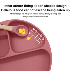 Ensemble de vaisselle en silicone sans BPA classique personnalisé, bavoir étanche, napperon anti-déversement, bambin, assiettes à ventouse divisées pour bébé - Product Image 3