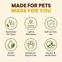 Parfum personnalisé pour chien et chat, ingrédients végétaux naturels, sans alcool ni parfum, neutralise les mauvaises odeurs et rafraîchit le pelage des animaux