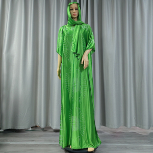 Caftán Africano de Verano con Cuentas para Mujer, Color Sólido Clásico, Caftán Hijab Elegante, Vestido Largo de Seda Satén para Fiesta, Abaya - Product Image 3