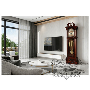 Grandfather <strong>Clock</strong> Solid Wood French Country Antique Luxury Tall Slender Arched Design Hourly Chiming Battery Operated - Product Image 5