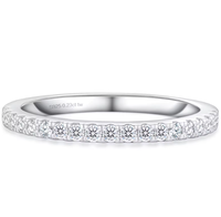 Anillo Apilable de Plata de Ley 925 Chapado en Oro Blanco con Diamante Simulado Moissanite VVS, Joyería, Regalo, Anillos de Boda para Mujer