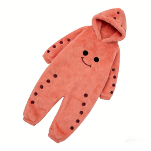 Mono de coralina súper suave personalizado para niños, pelele con capucha de pulpo para bebé con puntos bordados - Product Image 3