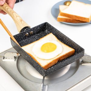モダンデザインエコフレンドリーたまご焼き器　アルミ合金セラミックノンスティック木製ハンドル7インチ長方形パン - Product Image 4