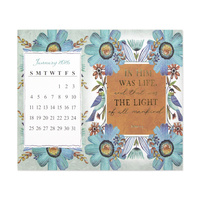 Calendrier de bureau 2026 avec cartes postales, calendrier floral aquarelle avec versets bibliques en feuille d'or, marque-page détachable et carte postale