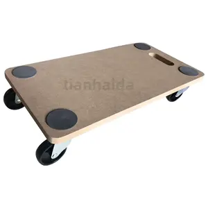 TIANHAIDA Hot-sale Factory wholesale multifunction MDF Wooden Dolly Tool Carts with 4-wheels truck trolley wagon