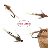 Brown Biot Nymph Grizzly Hackle Emergers Appâts d'insectes barbelés artificiels pour la pêche à la mouche de la truite ombre perche