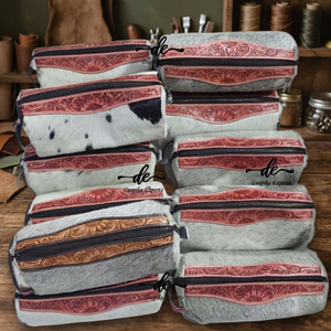 New Arrival Cowhide Leather Stylish <b>Makeup</b> Cosmetic Storage <b>Box</b> Hand Tooled Jewelry Pouch ,Vanity Bathroom Organizer <b>Box</b> - Product Image 2