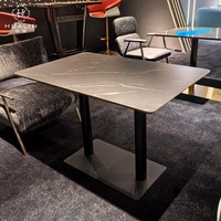 Table de salle à manger à fond biseauté en pierre frittée de style moderne HUALIN, table de salle à manger commerciale spéciale pour restaurant