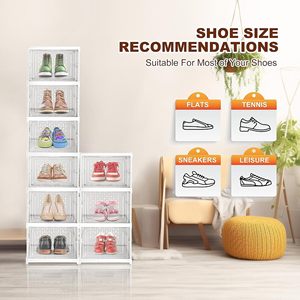 Wholesale Foldable OEM Giant Shoe Case Storage Sneaker Stackable Transparent Wide Toe Plastic Shoe <b>Box</b> with Magnetic Door - Product Image 5