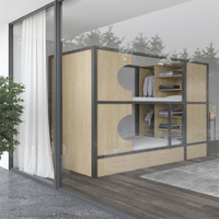 Service de conception 3D gratuit – Lit superposé métallique et en bois pour dortoir, gain de place, avec armoires de rangement