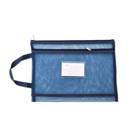 Pochette de documents A4 double couche en nylon transparent avec poignée, populaire, durable, prix usine, pochette zippée en maille pour impression de logo de bureau