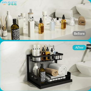 Seemore lựa chọn đôi tầng dưới bồn rửa kệ có thể điều chỉnh trượt ngăn kéo nhà bếp phòng tắm Tủ lưu trữ Kệ - Product Image 4