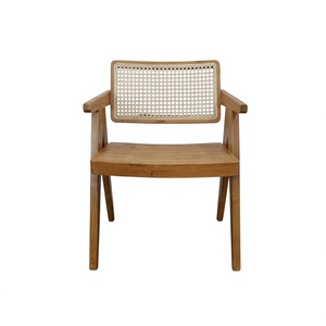 Teak Garden Chair Midcentury Modern <b>Outdoor</b> Wood Frame Tapered Leg Durable Armrests - Product Image 1