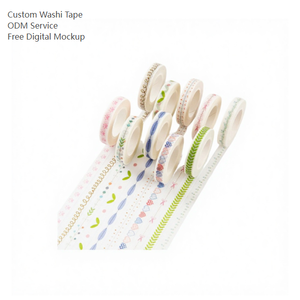 Cintas Adhesivas Decorativas de Papel <span class=keywords><strong>Washi</strong></span> de 10 m de Longitud, Diseño Personalizado, Patrón Encantador, Impresión Personalizada al por Mayor, Activadas por Agua, Adhesivo Acrílico - Product Image 1