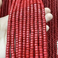 Perles de bambou teintées en forme de baril à coupe droite, perles intercalaires en pierre précieuse rouge en vrac pour la fabrication de bijoux DIY en gros