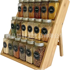 Bamboo <b>Spice</b> Rack Multi Layer Kitchen Storage Organizer Solid Wood Display For Condiment <b>Jar</b> Minimalist Design - Product Image 2